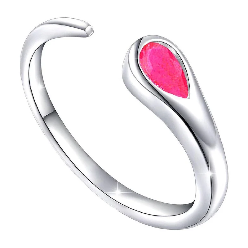 Women’s artistic ring-Mahi Glorious Solitaire Pink Ruby Open Wrap Adjustable Finger Ring