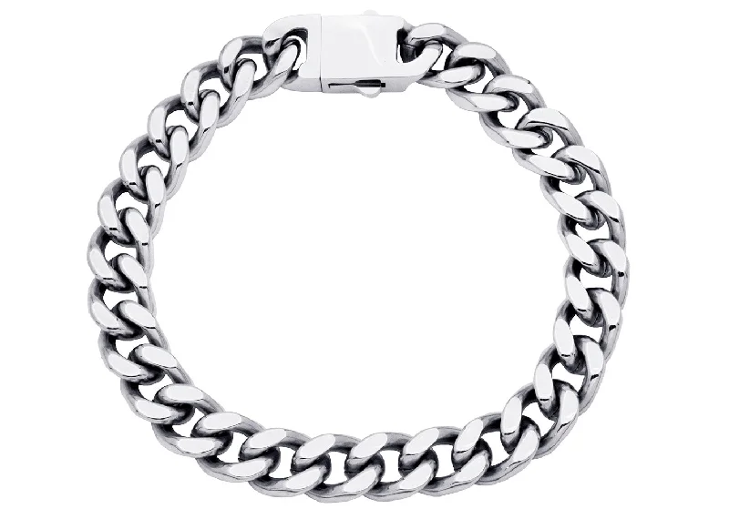 Women’s classic bracelet-Men's Polished Stainless Steel Cuban Link Chain Bracelet