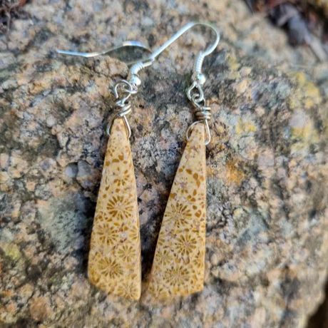 Women’s hoop statement earrings-Fossil Coral Stone - Boho Earrings