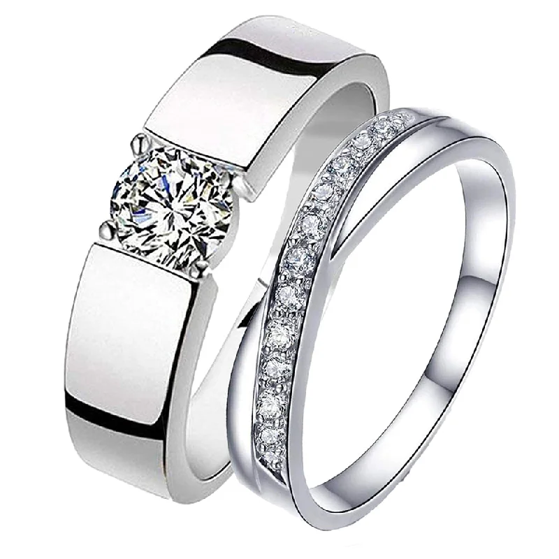 Women’s engagement ring-Mahi Valentine Gift Proposal Endless Affection Couple Ring with Crystal for Men and Women (FRCO1103209R)