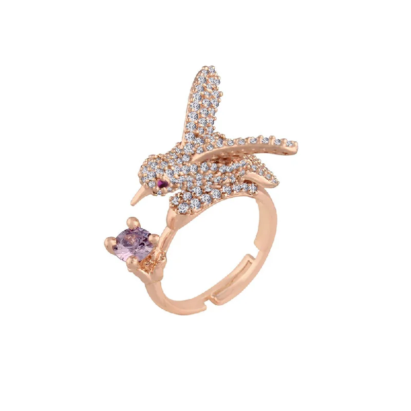 Women’s vintage diamond ring-Etnico Rose Gold-Plated Adjustable Ring (Women)