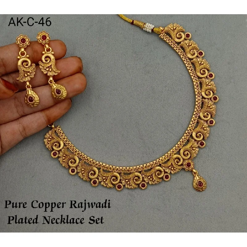 Women’s engraved necklace-Akruti Collection Copper Plated Pota Stone Necklace Set