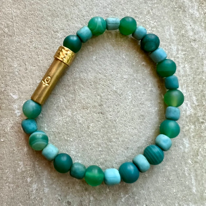 Women’s pearl bangle-Tickle Me Teal Wish Bracelet