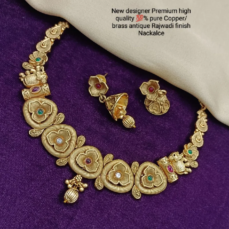 Women’s pearl necklace-Manisha Jewellery Gold Plated Pota Stone Necklace Set