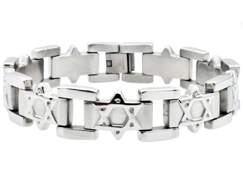 Women’s sparkly bracelet-Mens Star Of David Stainless Steel Bracelet