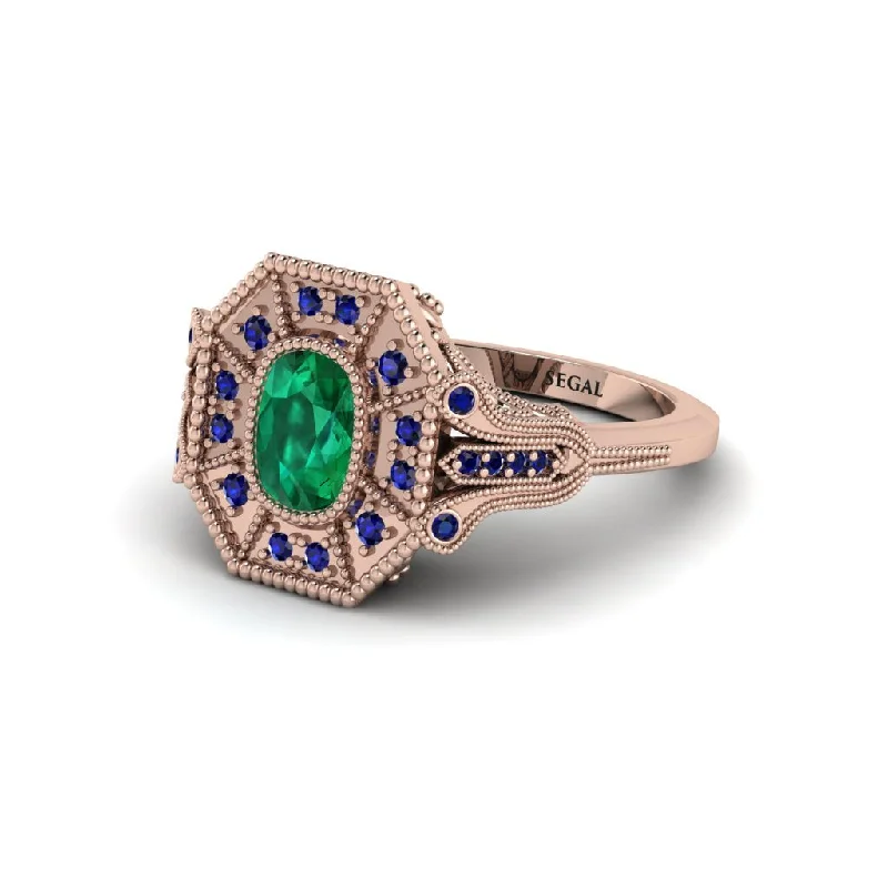 Women’s unique diamond engagement ring-Emerald Cushion Cut Art Deco Engagement Ring - Alicia No. 65