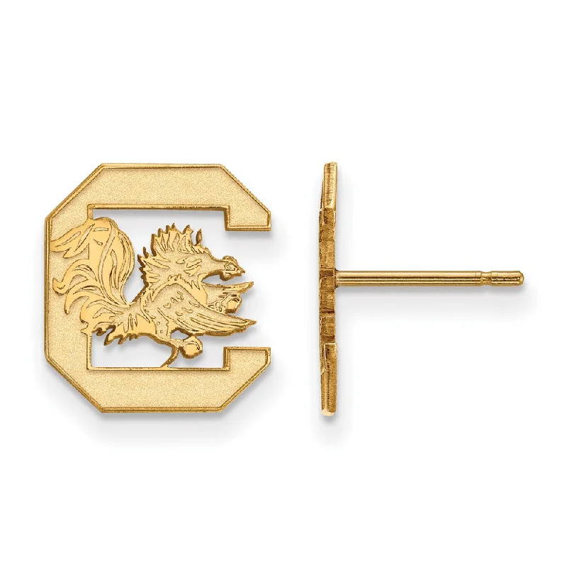 Women’s vintage-inspired earrings-14k Gold Plated Silver U of South Carolina SM Post Earrings