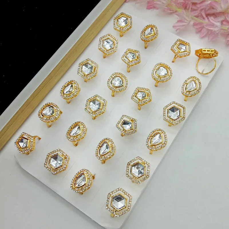 Women’s eternity ring-SP Jewellery Gold Plated Crystal Stone Assorted Design Adjustable Ring