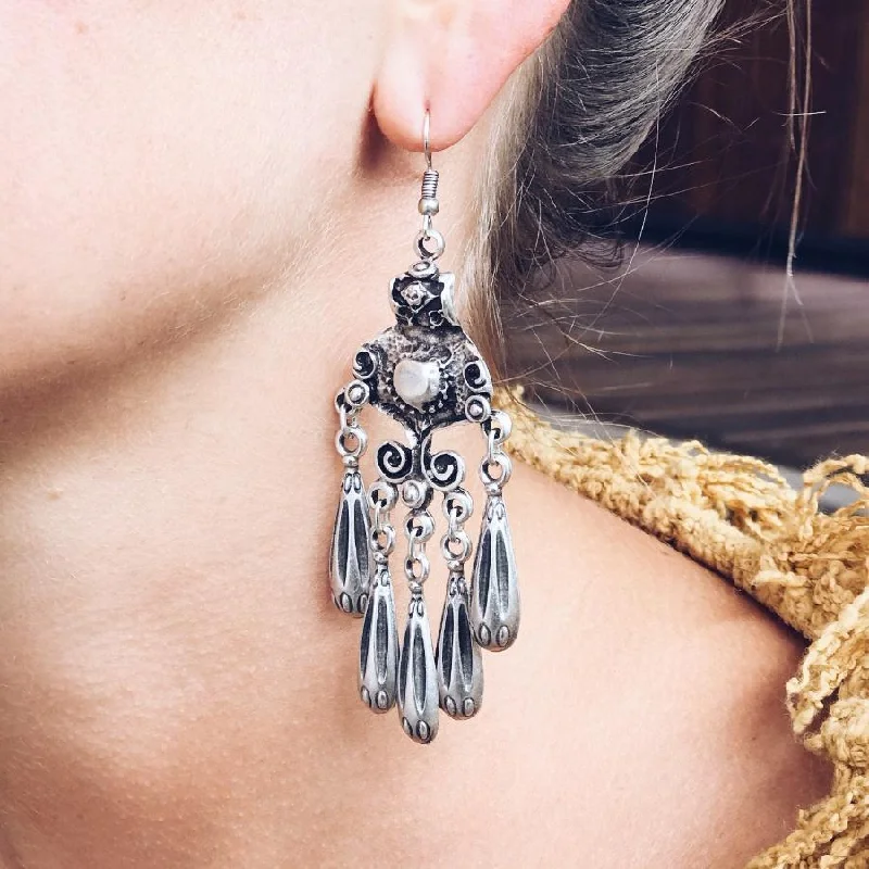 Women’s stylish earrings-Anatolian Boho Earrings - "Twilight Chandelier"