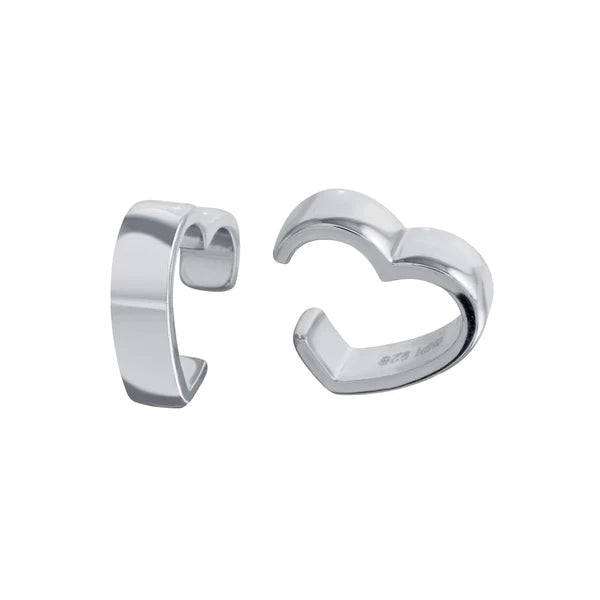 Women’s stud and hoop earrings-Sterling Silver 925 Rhodium Plated Heart Cuff Earrings