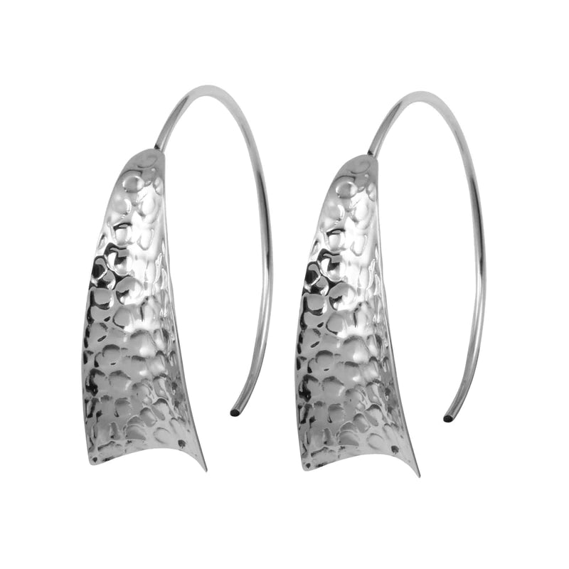 Women’s gold earrings-Silver 925 Rhodium Plated Dangling Semi-Hoop Earrings