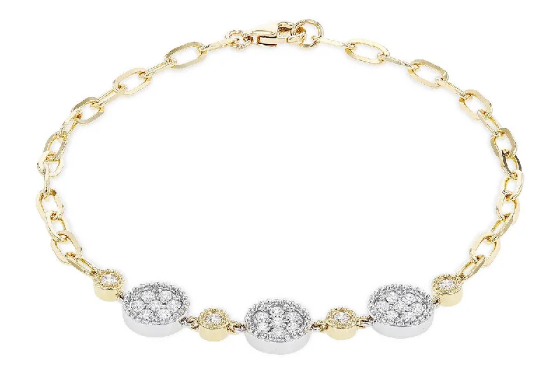 Women’s trendy bracelet-14K Two Tone Gold .48ctw Diamond Cluster Bracelet by Allison Kaufman