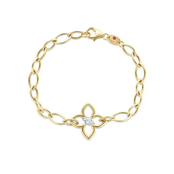 Women’s gemstone bangle-Roberto Coin 18k Yellow Gold Cialoma Diamond Flower Bracelet