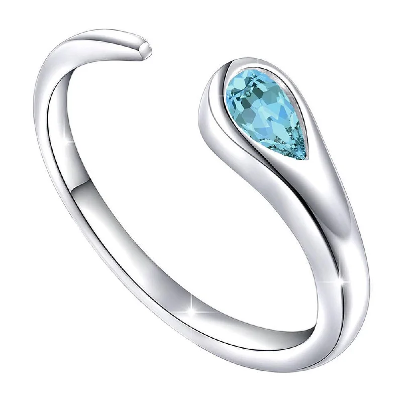 Women’s turquoise gemstone ring-Mahi Valentine Gift Gleaming Aqua Blue Cubic Zirconia Open Wrap Adjustable Finger Ring