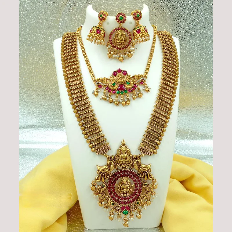 Women’s art deco necklace-FS Collection Gold Plated Temple Necklace Combo