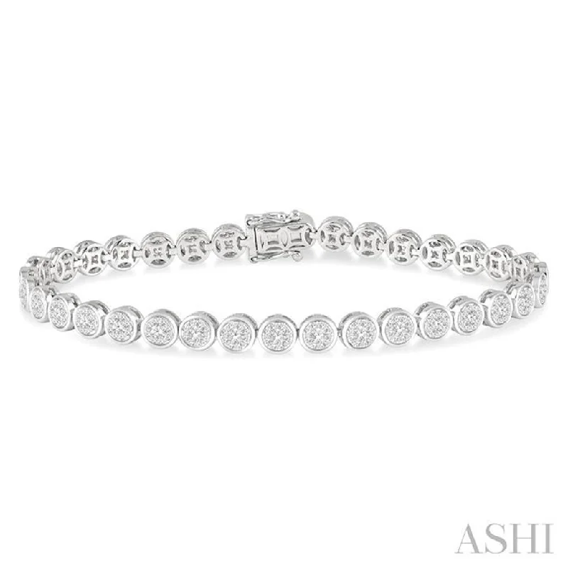 Women’s modern bracelet-14K White Gold 3.00ctw Round Diamond Tennis Bracelet