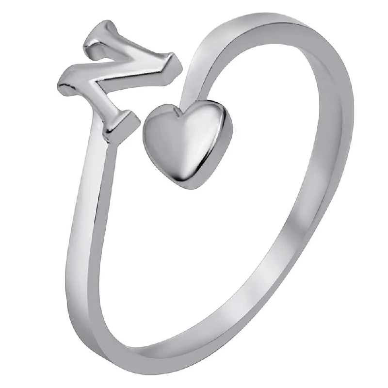 Women’s classic gold ring-Mahi Rhodium Plated 'N' Initial and Heart Adjustable Finger Ring for Women (FR1103125R)