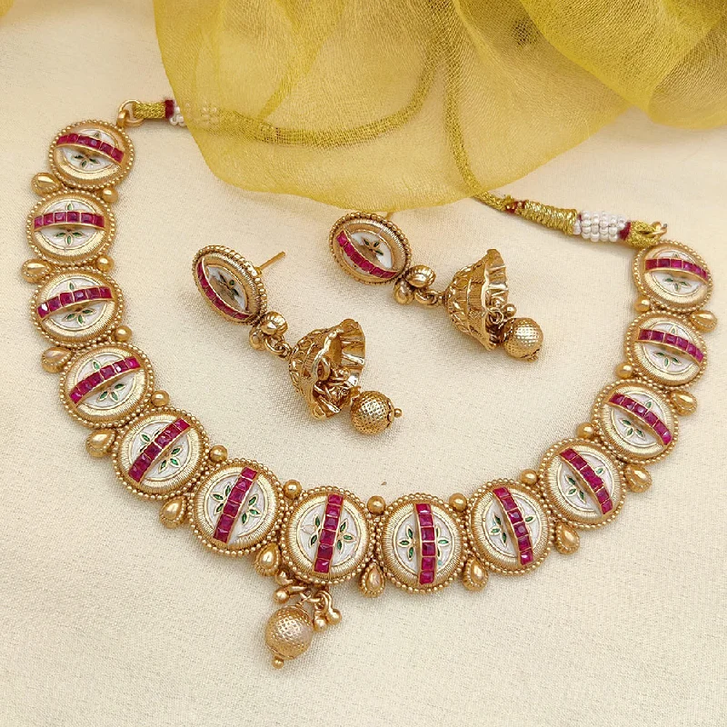 Women’s wedding necklace-Jewel Addiction Copper Rajwadi Finish Pota Stone Necklace Set