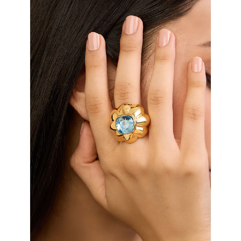 Women’s vintage ring-Isharya Aqua Mood Statement in 18Kt Gold Plated Ring