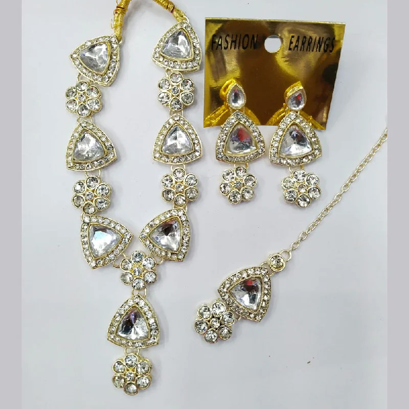 Women’s wedding necklace-Manisha Jewellery Gold Plated Austrian Stone And Crystal Stone Necklace Set