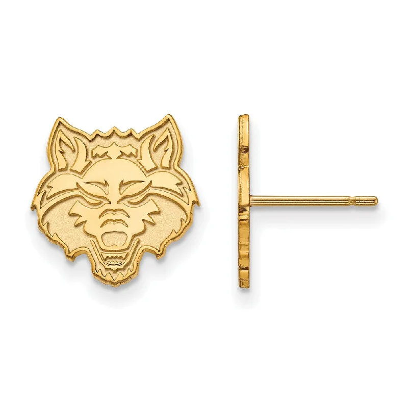 Women’s retro earrings-14k Gold Plated Silver Arkansas State University Post Earrings