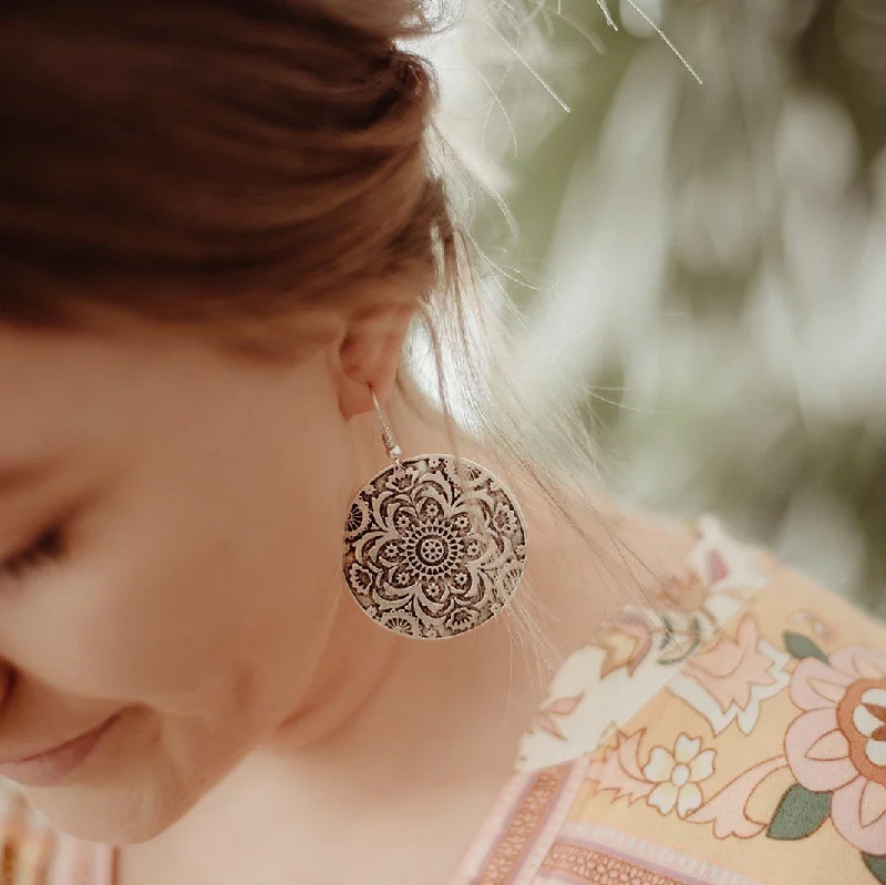 Women’s ear jackets-Anatolian Boho Earrings - "Floral Bloom"