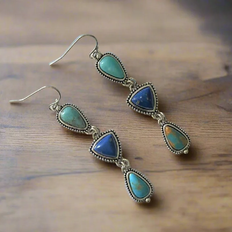 Women’s teardrop earrings-Talulah Boho Turquoise Stone Earrings