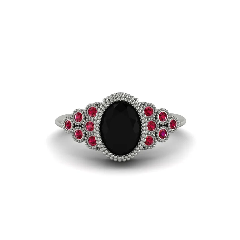 Women’s promise ring-Ruby Milgrain Beaded Bezel Engagement Ring - Stacy No. 54