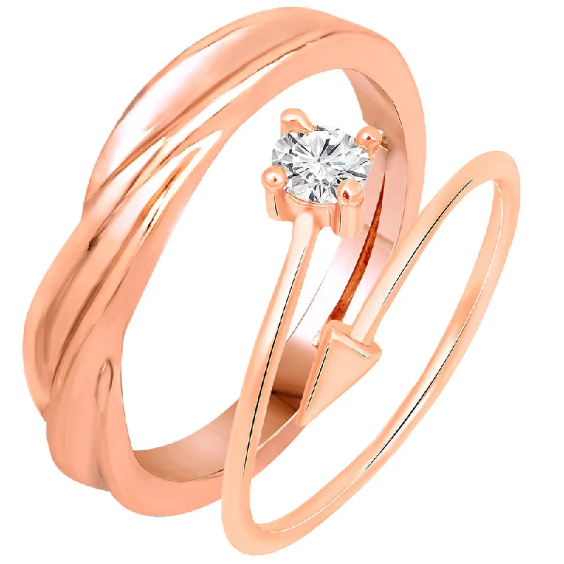 Women’s pink sapphire ring-Mahi Rose Gold Plated Valentine Gift Proposal Adjustable Couple Ring with Cubic Zirconia (FRCO1103188Z)