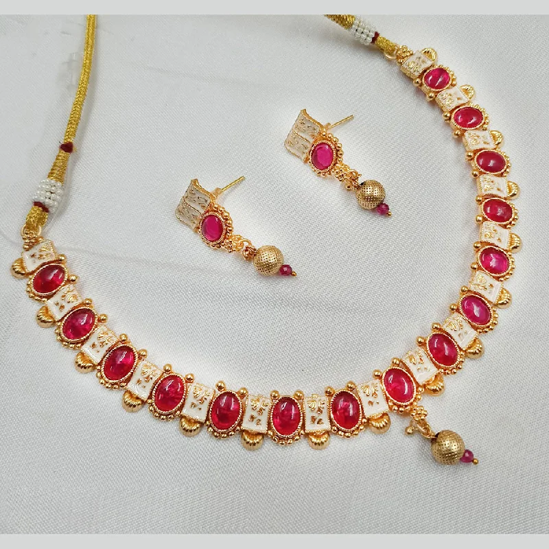 Women’s birthstone pendant necklace-Padmawati Bangles Copper Gold Meenakari Necklace Set