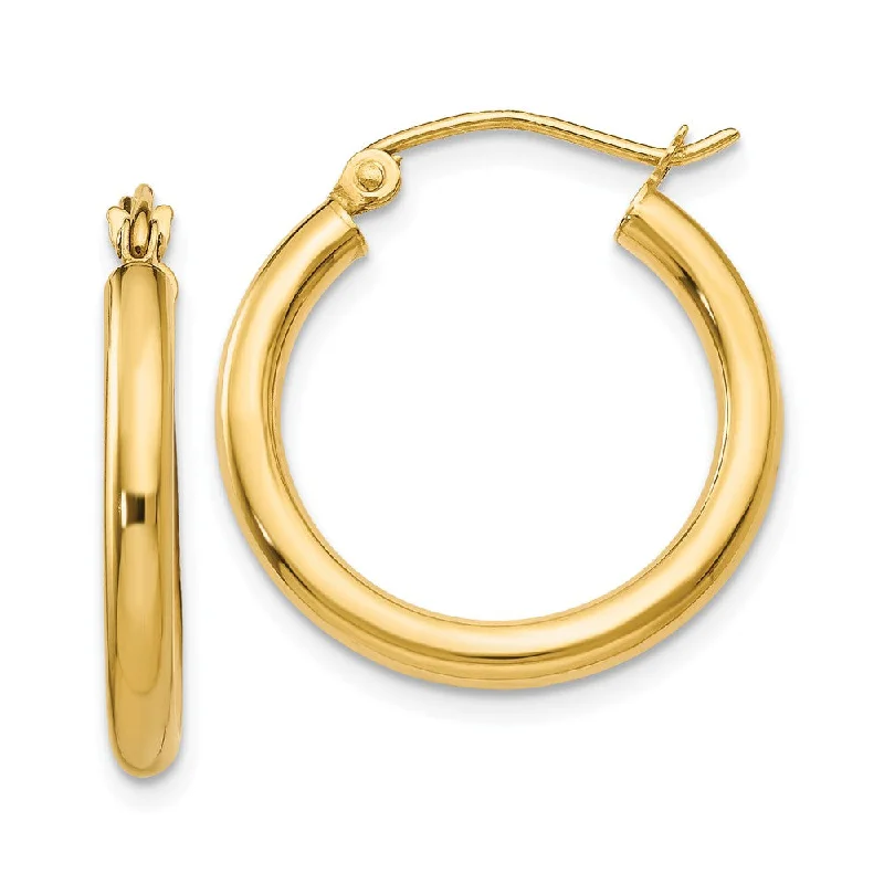 Women’s long gold earrings-2.5mm x 20mm 14k Yellow Gold Classic Round Hoop Earrings