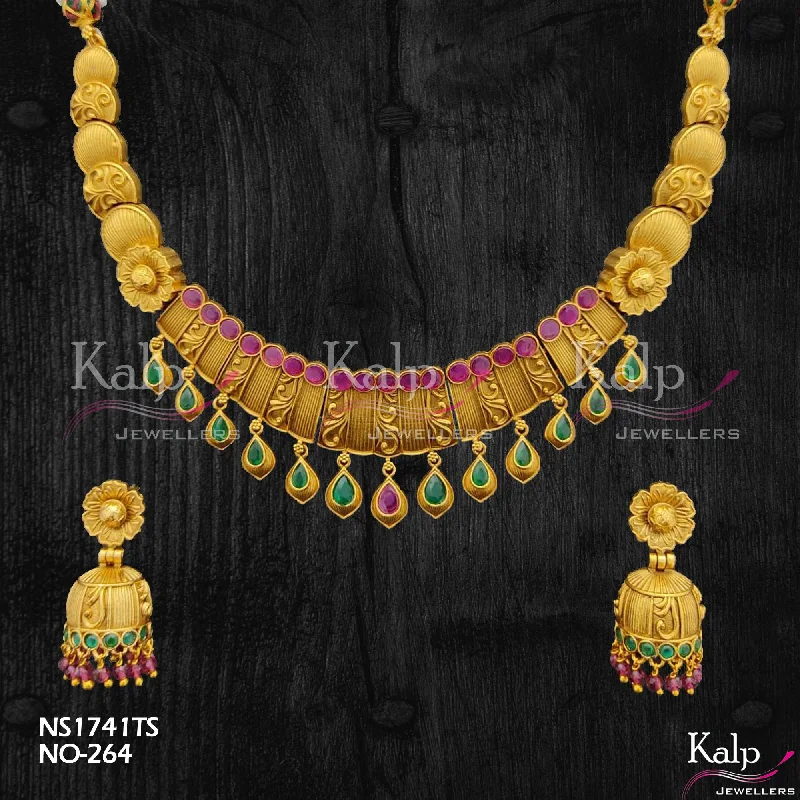 Women’s nameplate necklace-Kalp Jewellers Copper Gold Plated Necklace Set