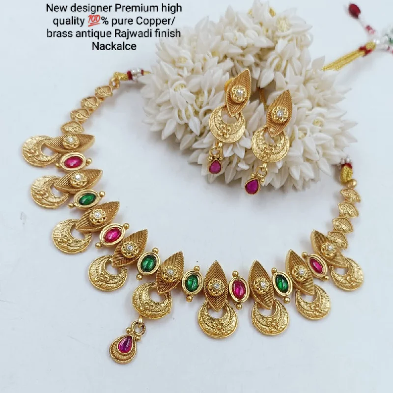 Women’s fashion-forward necklace-Manisha Jewellery Gold Plated Pota Stone Necklace Set