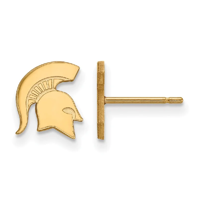 Women’s gold stud earrings-14k Gold Plated Silver Michigan State University XS Tiny Post Earrings