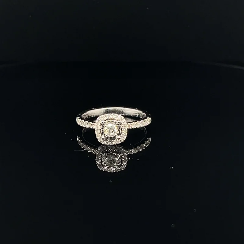 Women’s custom-designed engagement ring-Diamond Dainty Halo Engagement Ring in 18k White Gold - (#27-HRDIA004476)