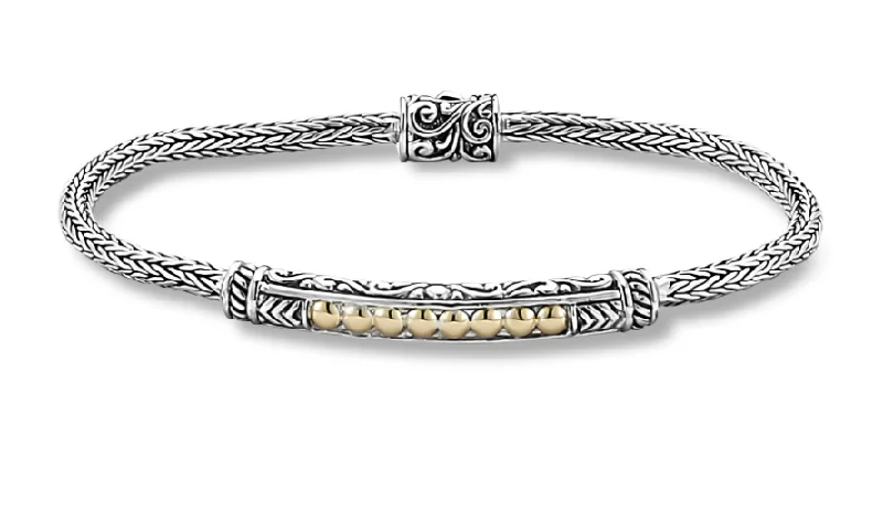 Women’s custom bangle-Sterling Silver & 18K Yellow Gold Tulang Naga Bar Bracelet by Samuel B.