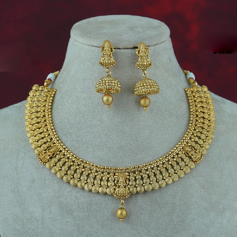 Women’s statement piece necklace-Diksha Collection Gold Plated Temple Necklace Set