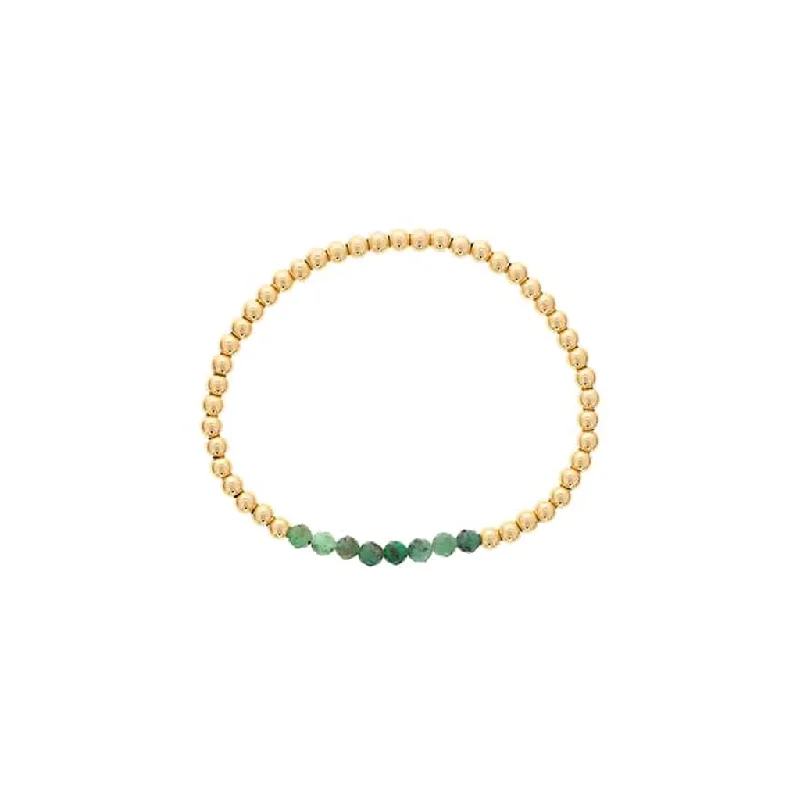 Women’s designer bracelet-Gold Filled Emerald Bead Stretch Bracelet by Dee Berkley