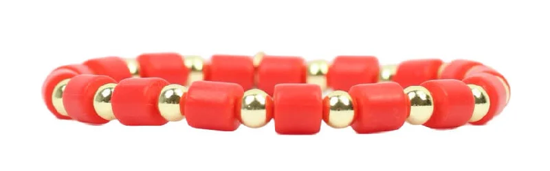 Women’s cuff bracelet-Stacker Stretch Bracelet - Red Hot