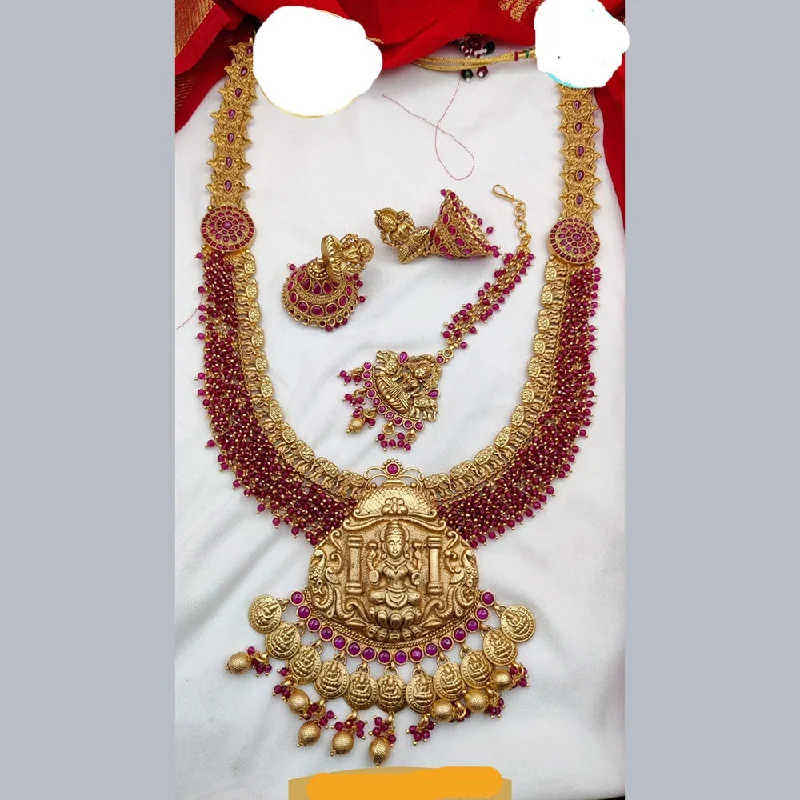 Women’s adjustable necklace-Jewel Addiction Gold Plated Long Temple Necklace Set