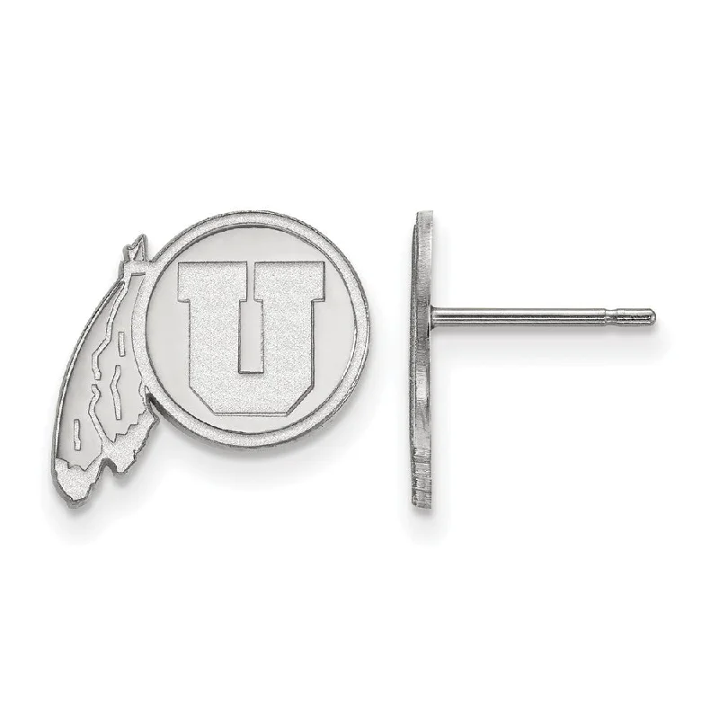 Women’s statement stud earrings-10k White Gold University of Utah Small Post Earrings