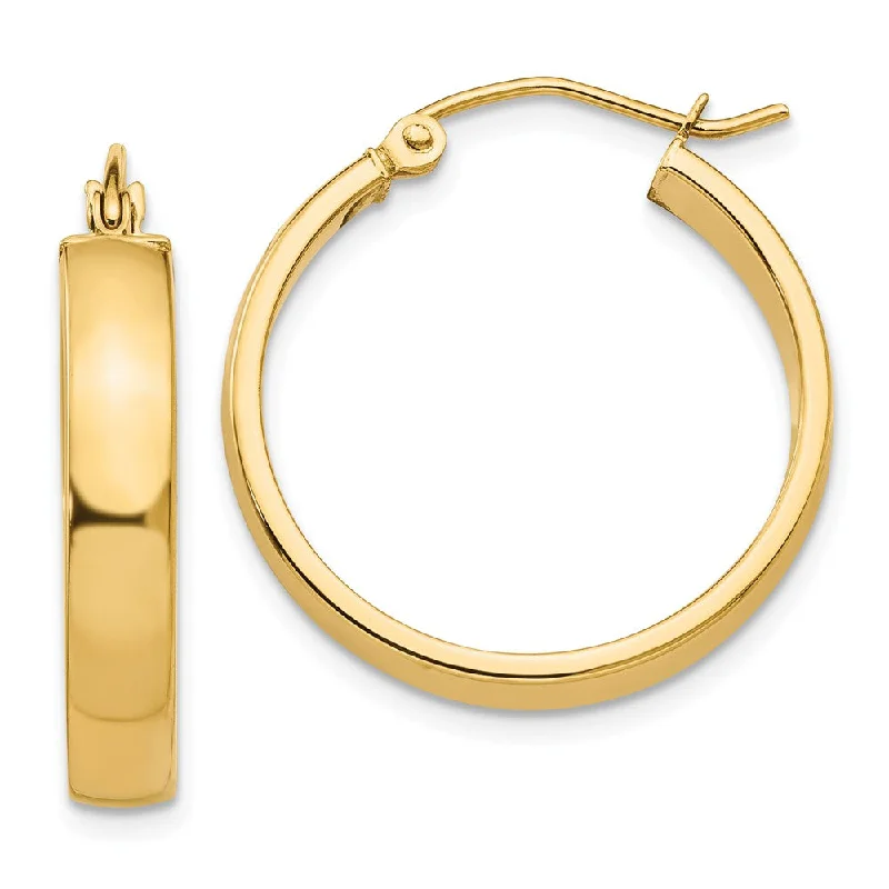 Women’s gift earrings-4mm, 14k Yellow Gold Polished Round Hoop Earrings, 22mm (7/8 Inch)