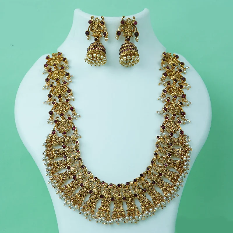 Women’s animal pendant necklace-Diksha Collection Gold Plated Temple Necklace Set