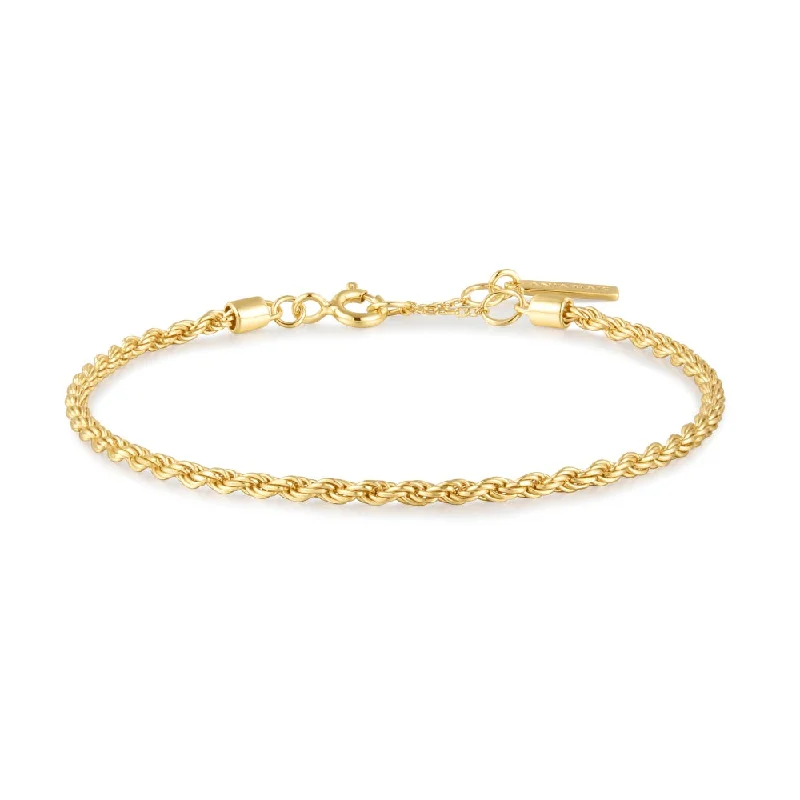 Women’s cuff bracelet-Sterling Silver & 14K Yellow Gold Plated Twisted Rope Chain Bracelet by Ania Haie