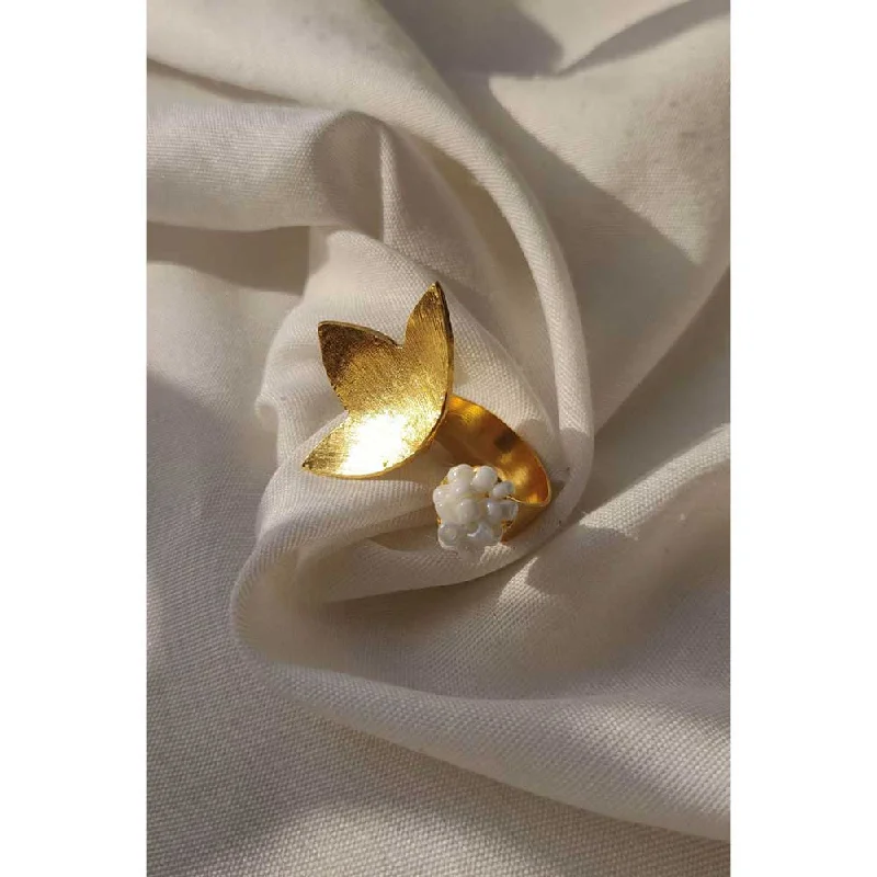 Women’s artistic ring-Aarjavee Gold Petal Ring