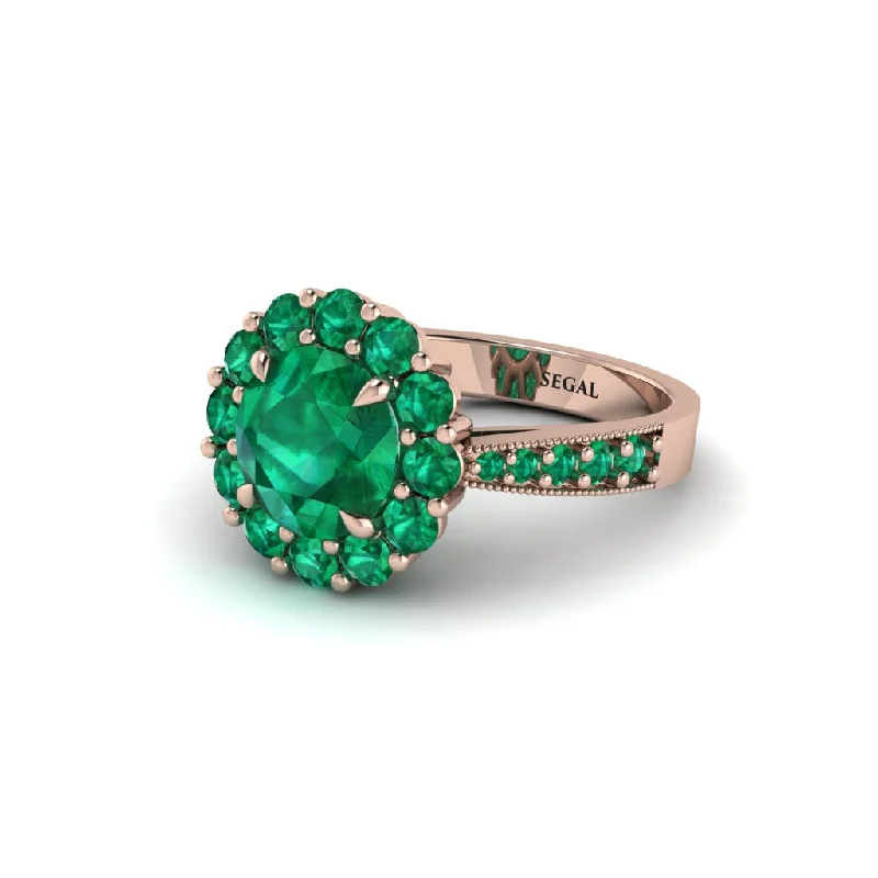 Women’s simple engagement ring-Emerald Round Halo Engagement Ring - Unity No. 20