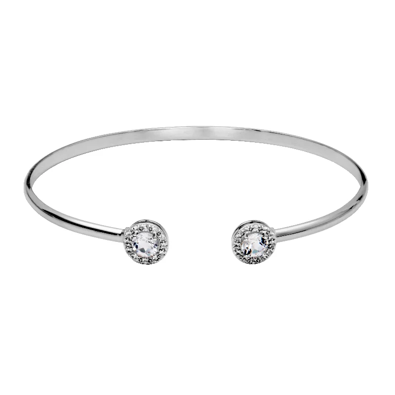 Women’s heart bracelet-Sterling Silver White Topaz Halo Cuff Bracelet by Samuel B.