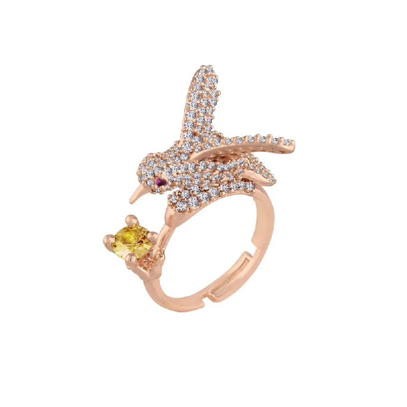 Women’s turquoise gemstone ring-Etnico Rose Gold-Plated Adjustable Ring (Women)