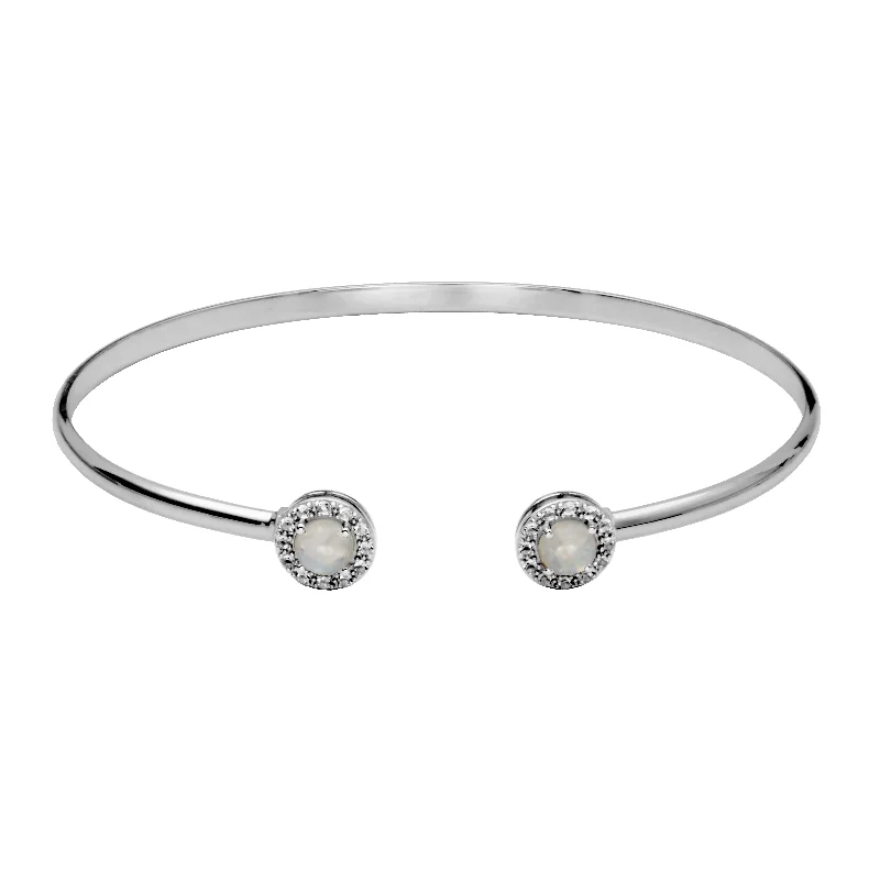 Women’s rainbow bracelet-Sterling Silver Rainbow Moonstone & White Topaz Cuff Bracelet by Samuel B.