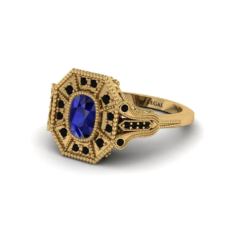 Women’s modern engagement ring-Sapphire Cushion Cut Art Deco Engagement Ring - Alicia No. 43